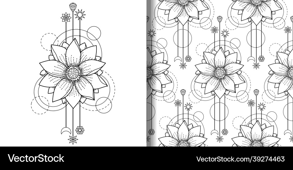 Sun modern print and seamless pattern set Sun modern print and seamless pattern set vector image