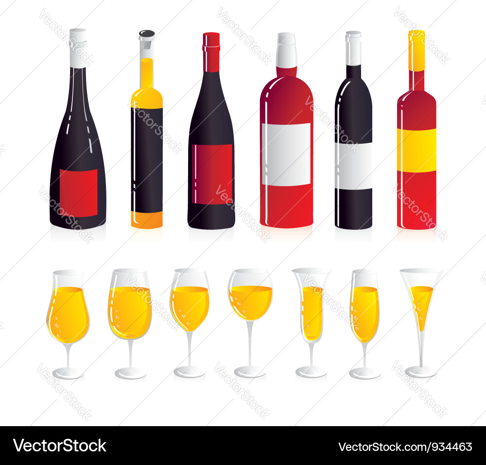 Wine bottle and glasses Vector Image