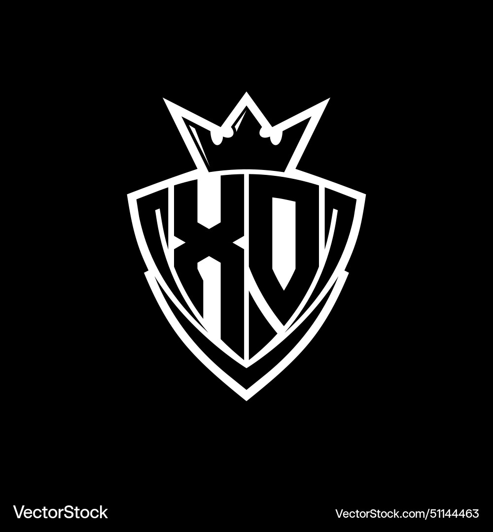 Xo letter logo with sharp triangle shield shape Vector Image