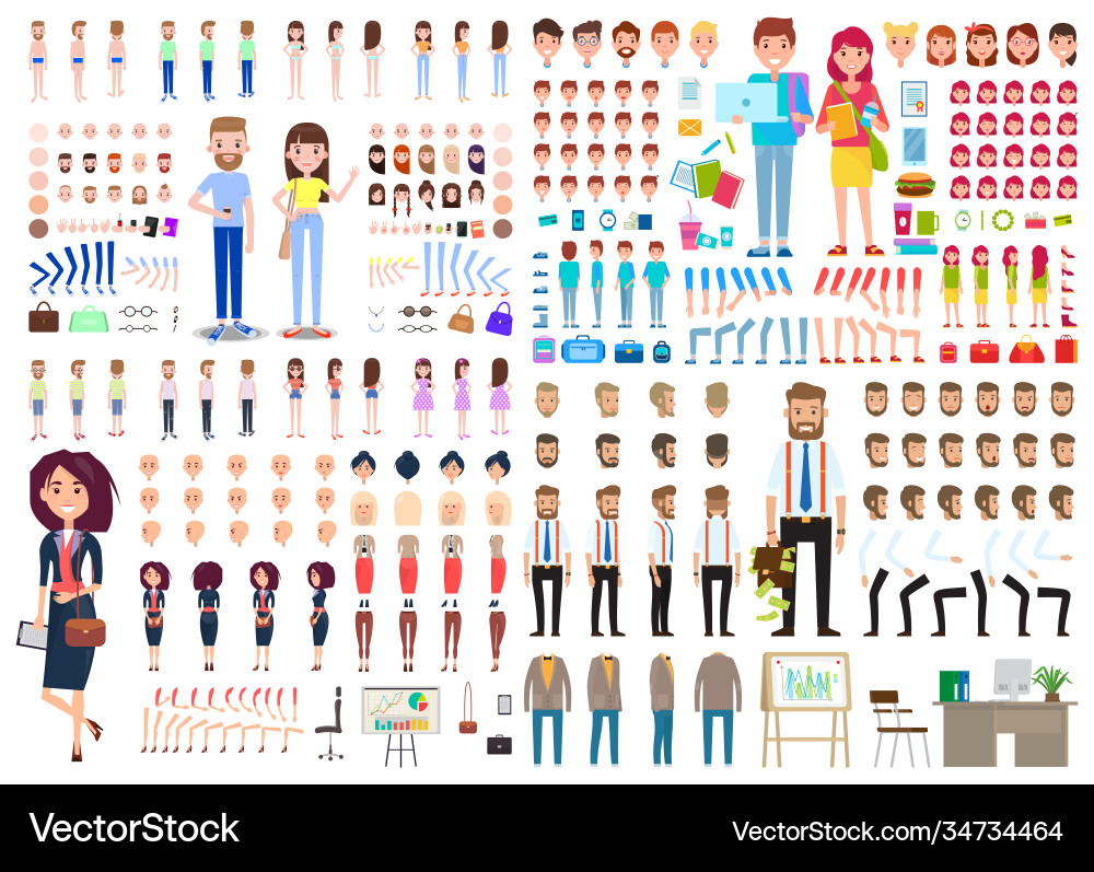 Diverse Character Set - Game & Animation vector image