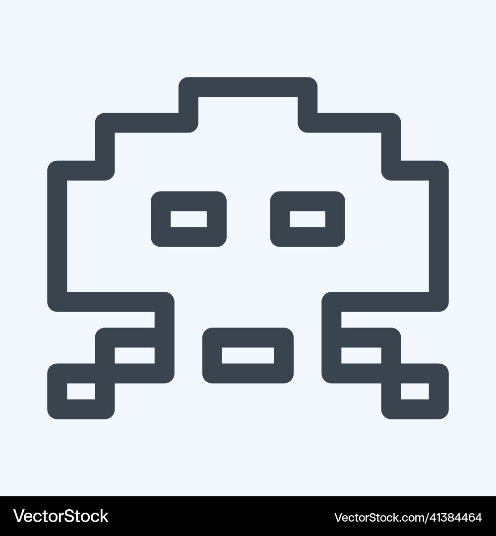 Icon alien invader - line stylesimple editable Vector Image