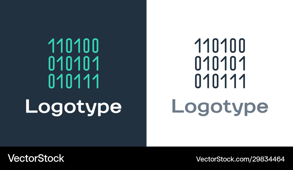 Logotype binäre Code-Symbol isoliert auf weiß Logotype binäre Code-Symbol isoliert auf weiß vektorbild