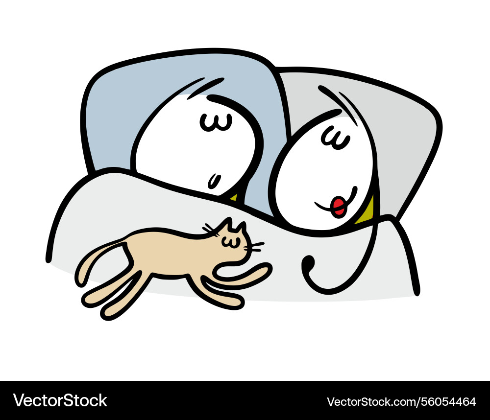 Man and a woman are lying on bed in bedroom Man and a woman are lying on bed in bedroom vector image