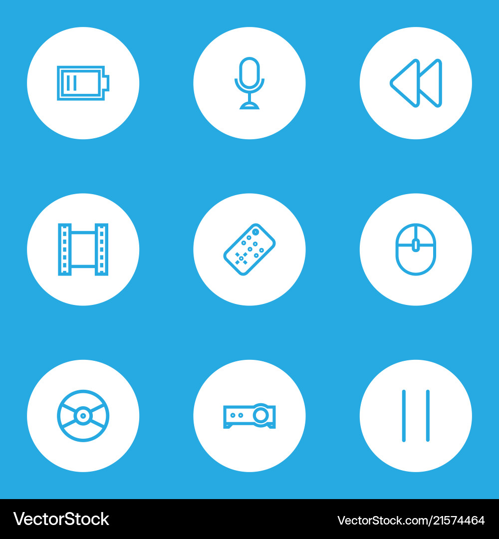 Media icons line style set with pause remote Media icons line style set with pause remote Vector Image