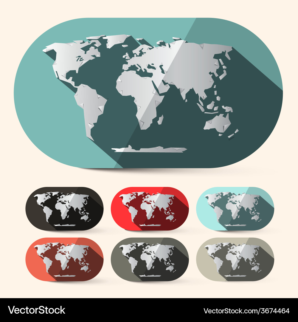 Paper World Map Set - Flat Design vector image
