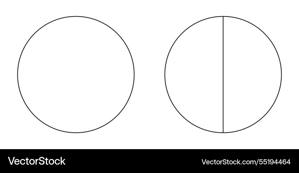 Pie chart diagram set one and two sections Pie chart diagram set one and two sections vector image
