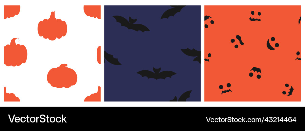 Set of simple seamless patterns with bats Set of simple seamless patterns with bats Vector Image