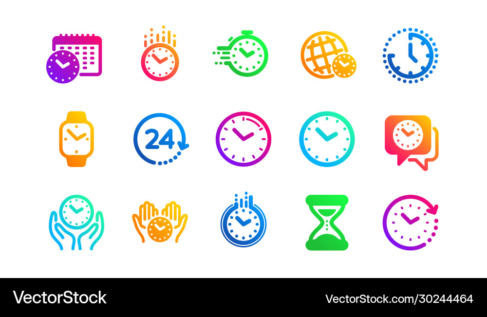 Time and clock icons timer alarm smartwatch Vector Image