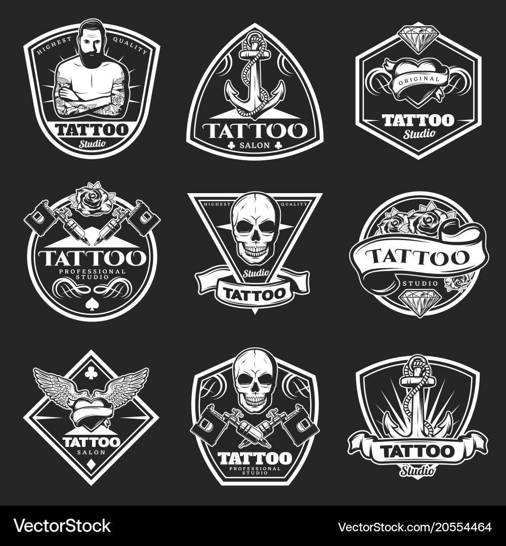 Vintage Tattoo Studio Collection Vector Image