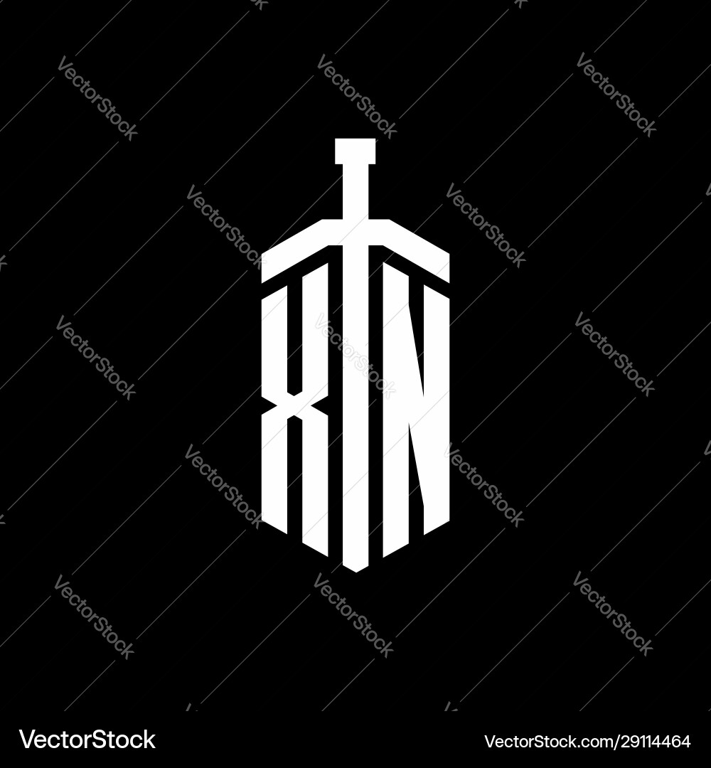 Xn logo monogram with sword element ribbon design Vector Image