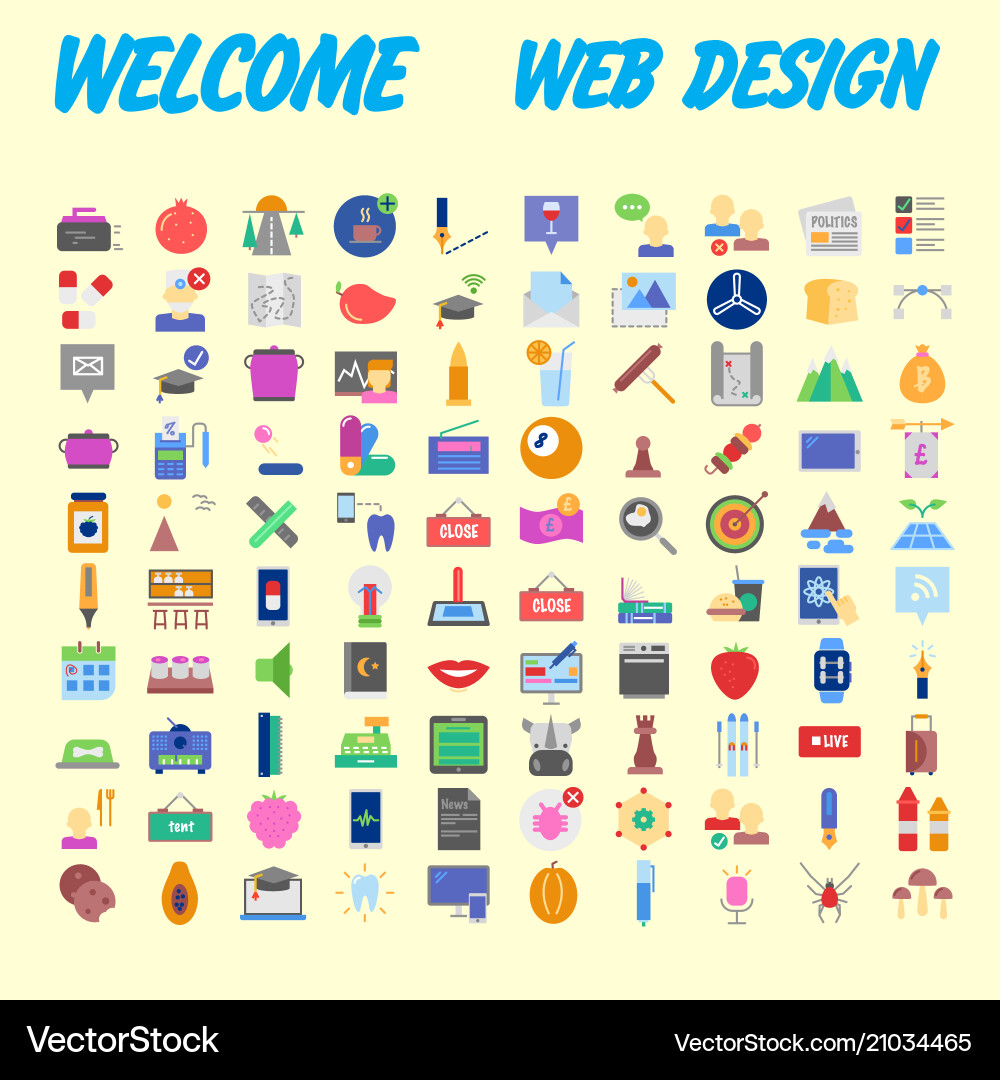 100 icon set trendy thin and simple icons for web Vector Image