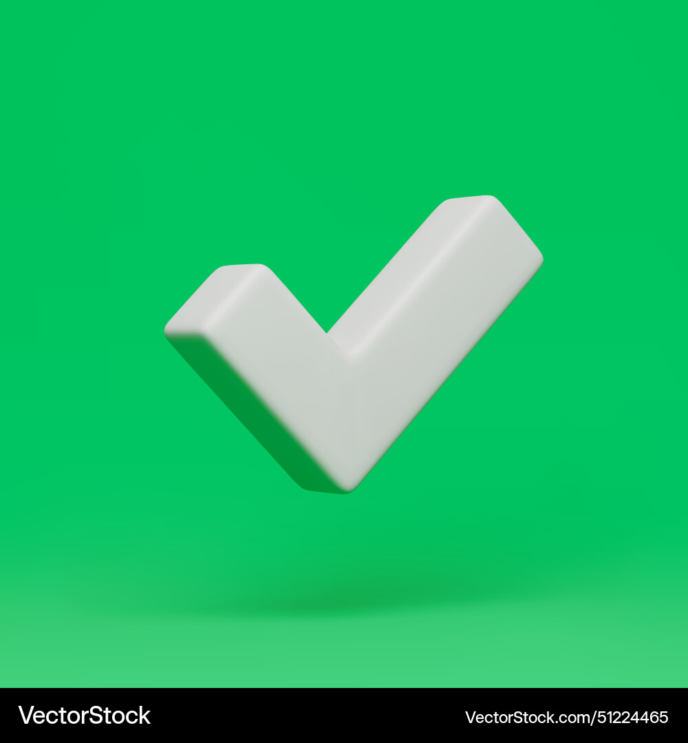 3d realistic right check mark sign minimal style 3d realistic right check mark sign minimal style vector image