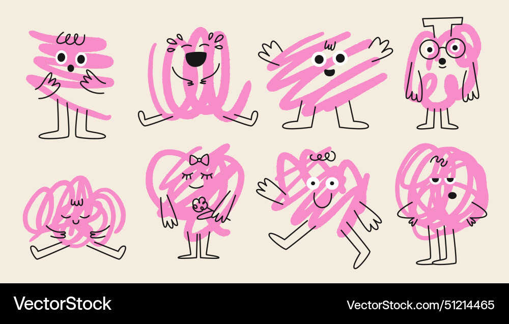 Abstract scribble characters Abstract scribble characters Vector Image