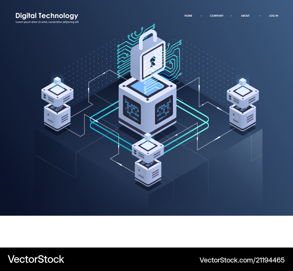 Big Data Processing Isometric Concept vector image
