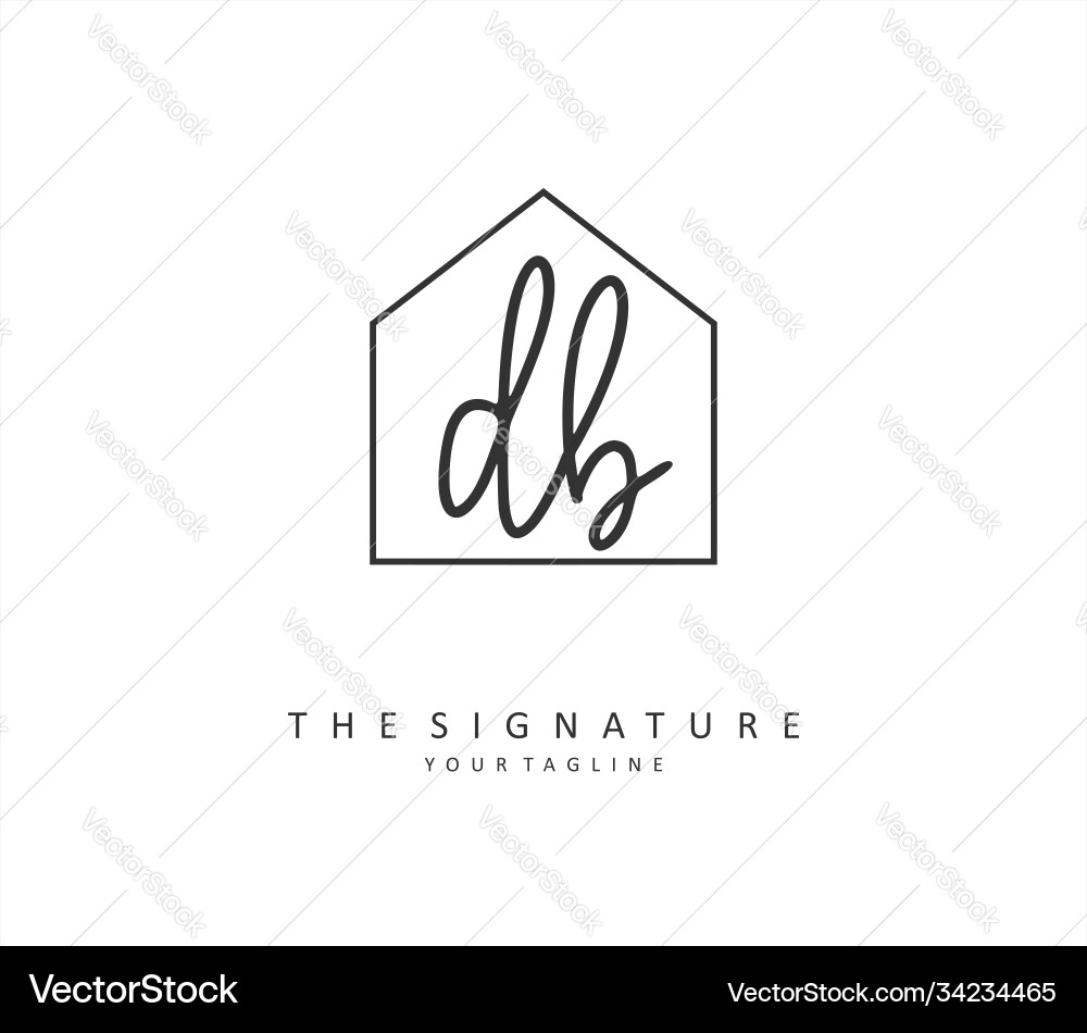 D b db initial letter handwriting and signature D b db initial letter handwriting and signature Vector Image
