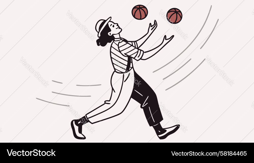 Dynamic Juggler Running with Balls Vector Image