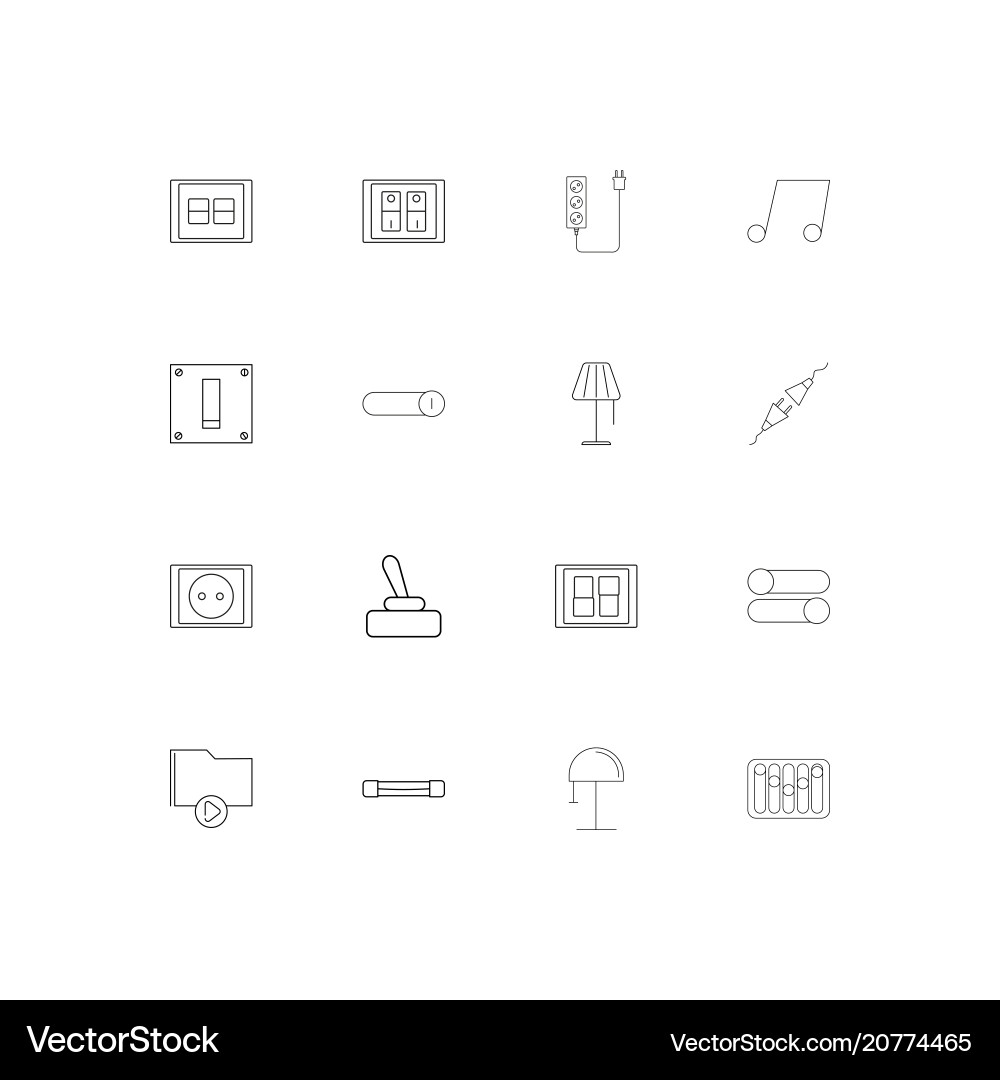 Electrical linear thin icons set outlined simple Vector Image