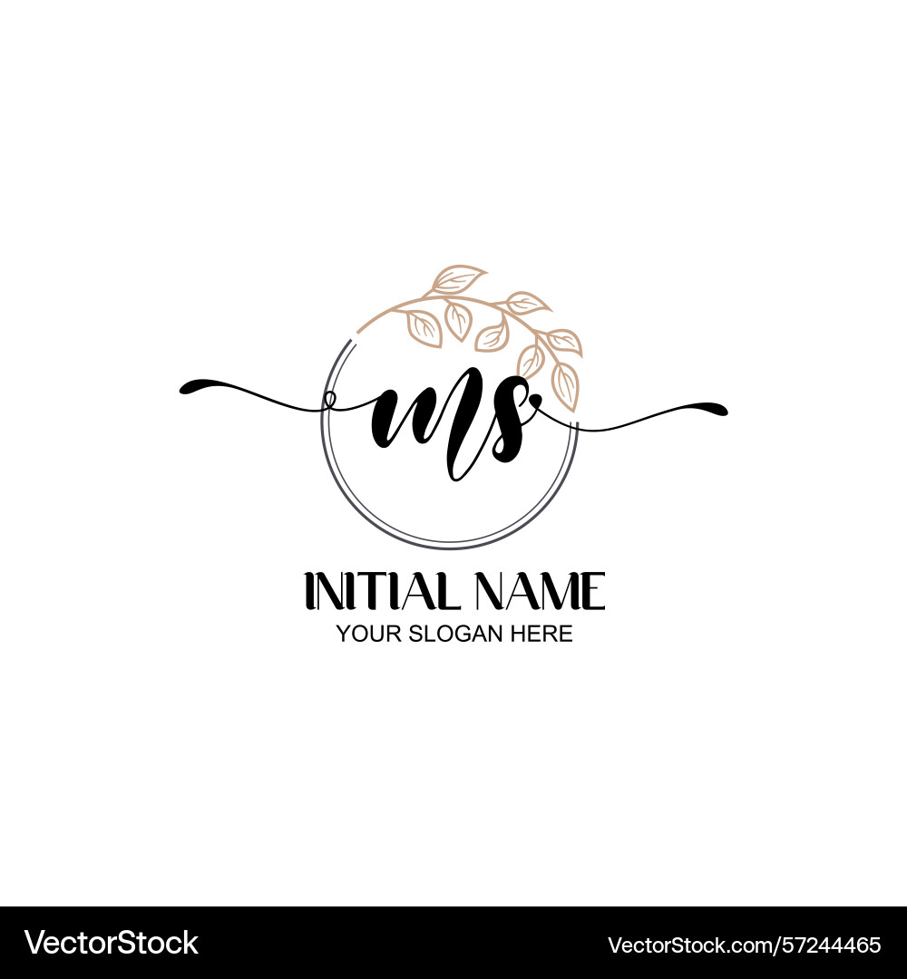 Elegant ms initial logo design with botanical Vector Image