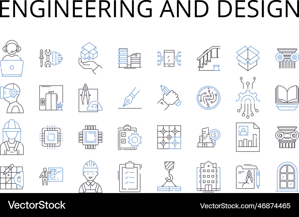 Engineering and design line icons collection Engineering and design line icons collection vector image