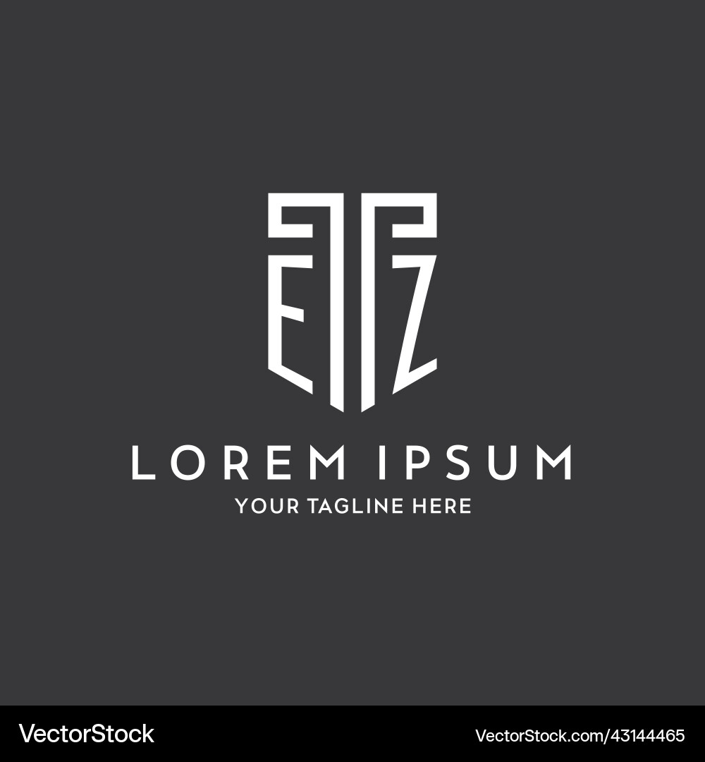 Ez monogram initial name with shield shape icon Vector Image