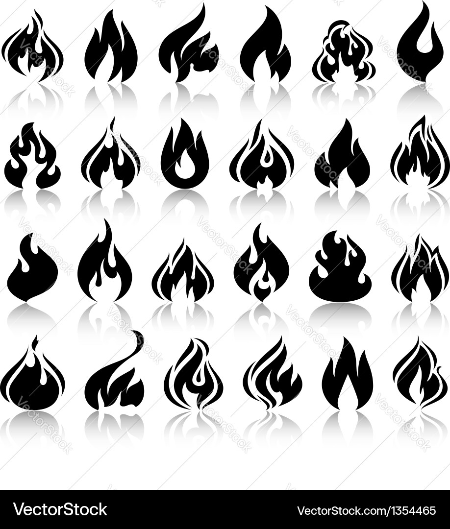 Fire Flame Icons Set vector image