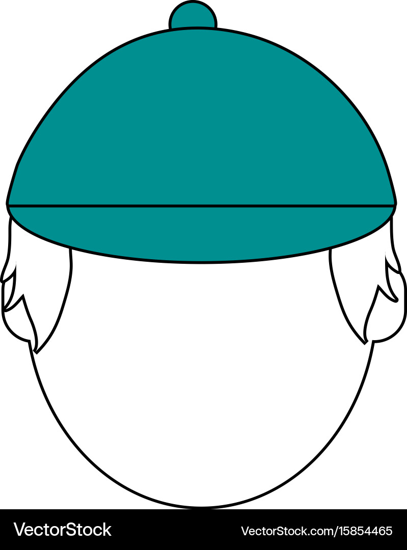 Flat line man head and hat with a hint color over Vector Image