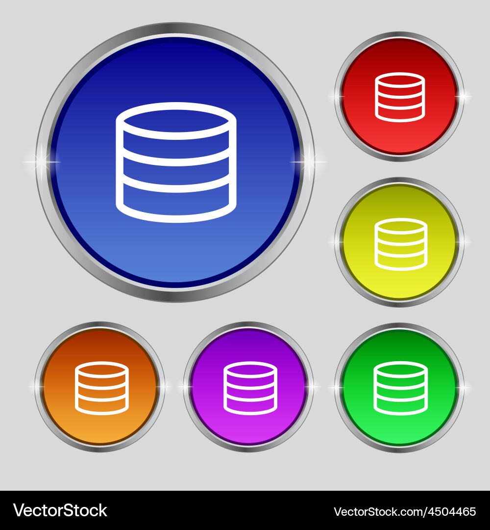 Hard disk and database icon sign round symbol vector image