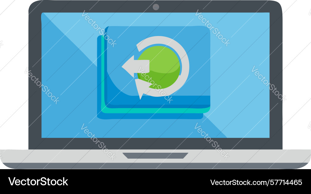 Laptop with circular sync refresh icon design vector image