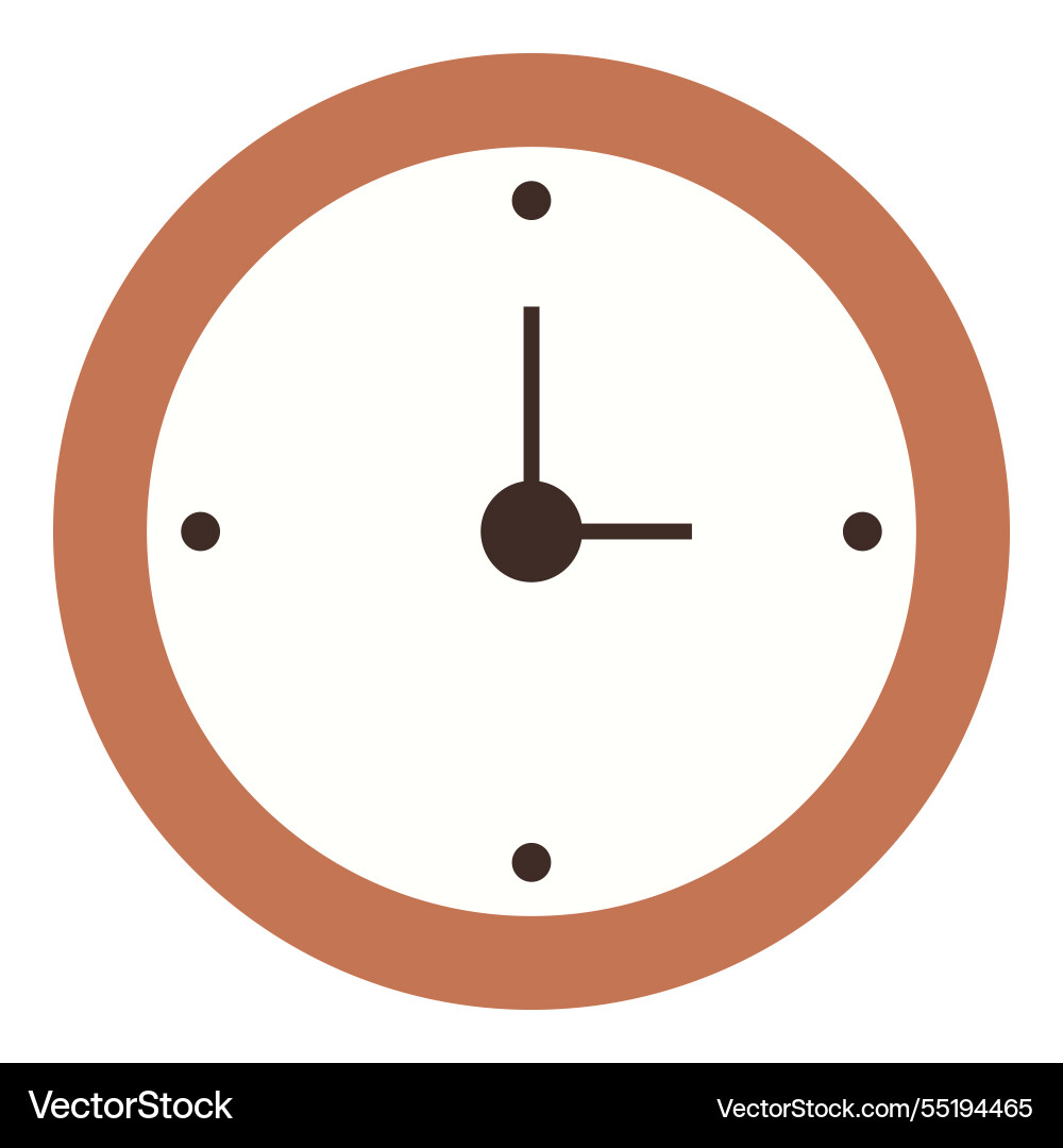 Minimalist analog clock design with brown circular Minimalist analog clock design with brown circular vector image