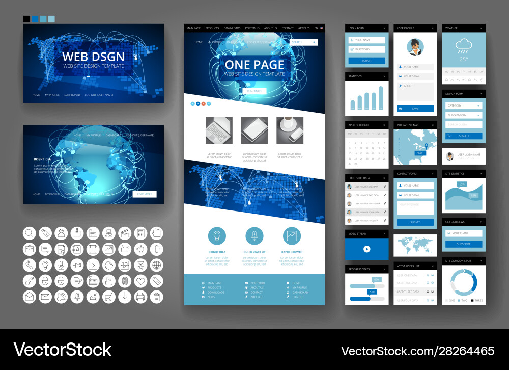 Modern Website Header & Interface Elements vector image