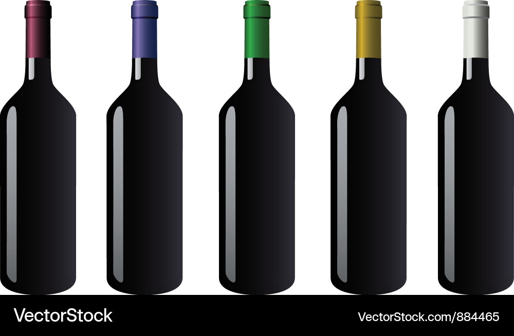 Red Wine Bottles with Caps Vector Image