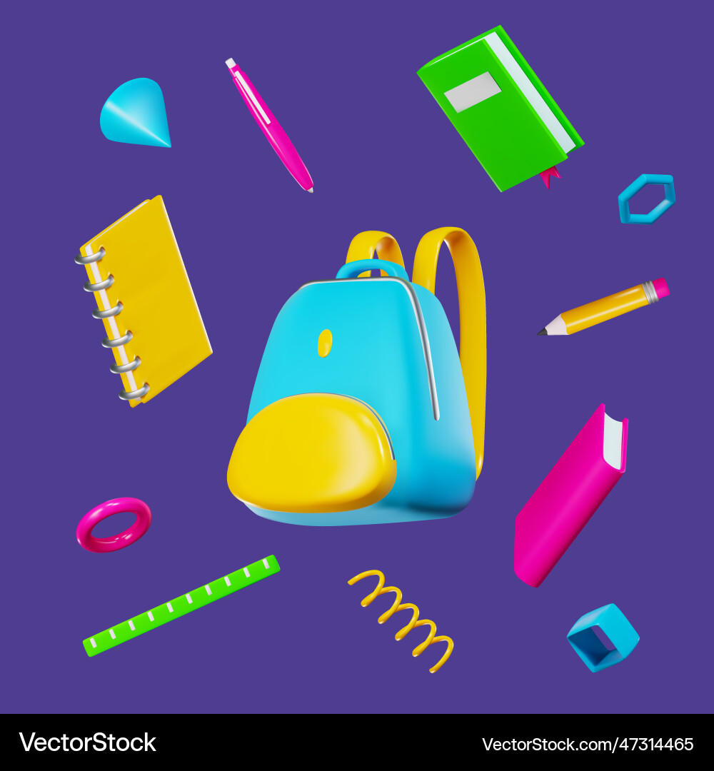Rendering a set of objects for the school Rendering a set of objects for the school vector image