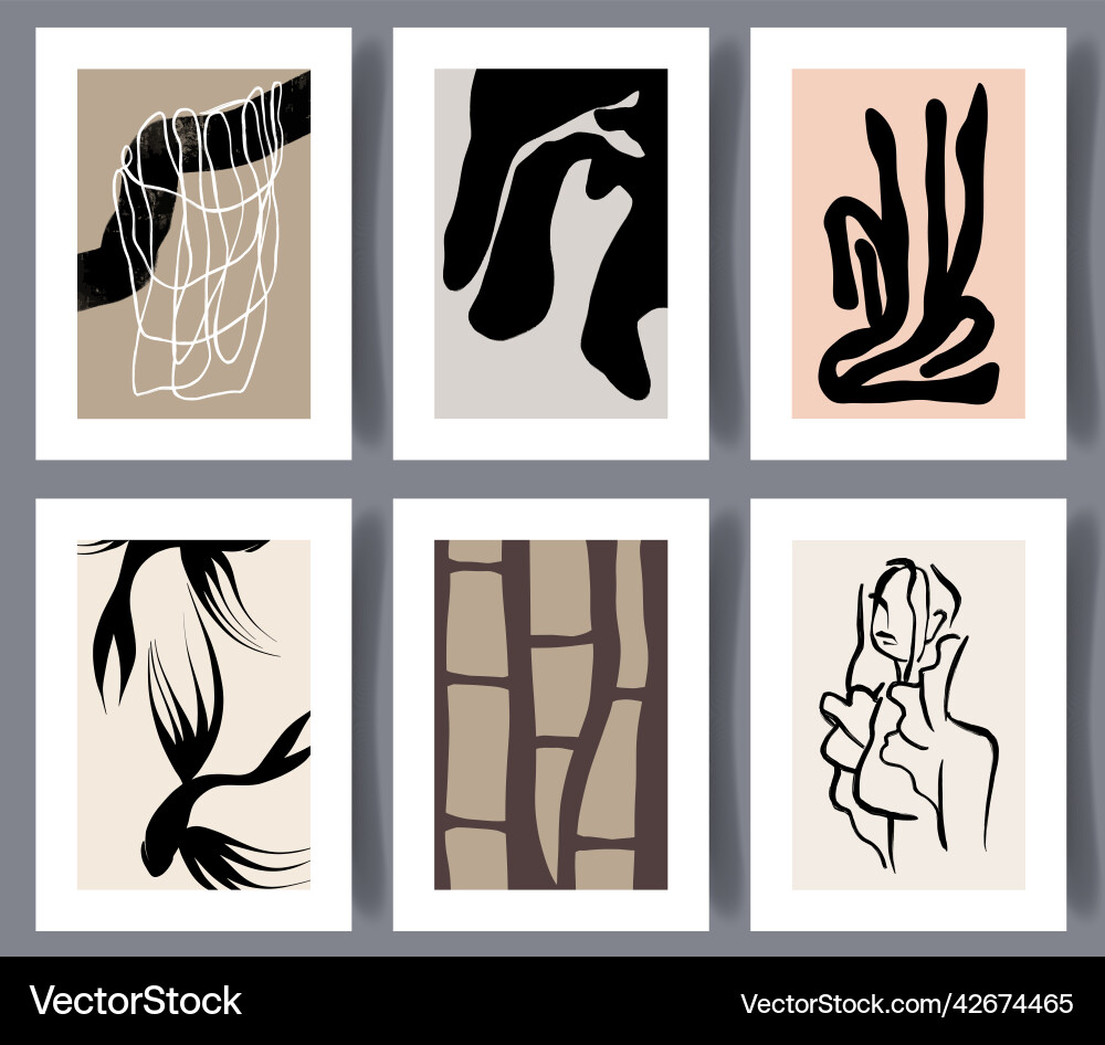 Scandinavian wall art poster set vector image