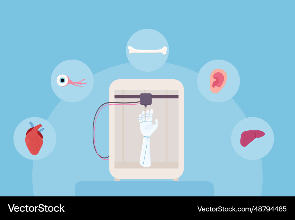 Set 3d printing bioprinting artificial organs Vector Image