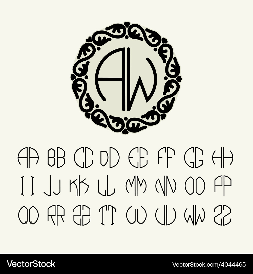 Set template letters to create monograms vector image