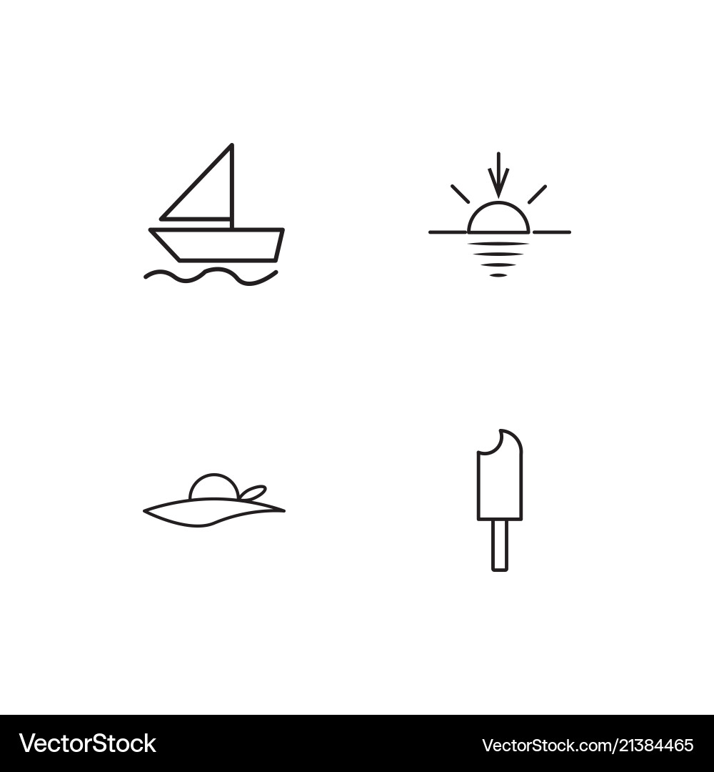 Summer linear icons set simple outline Vector Image