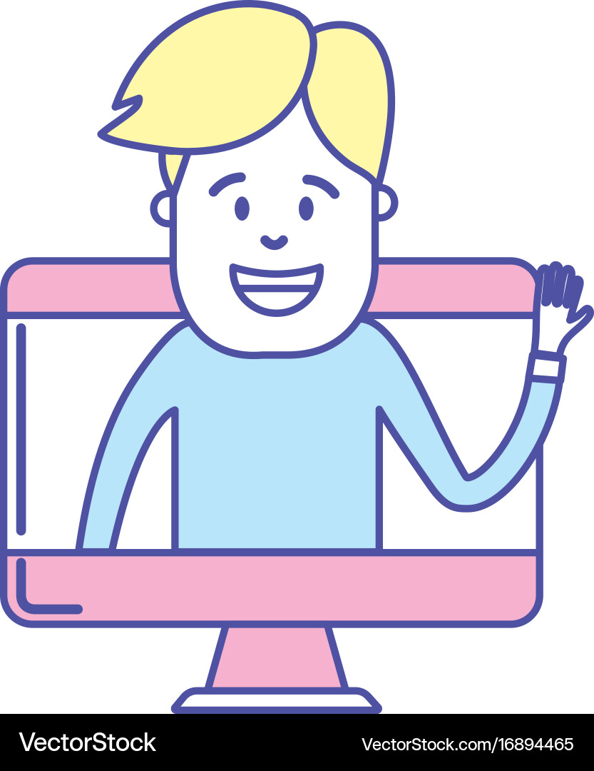 Technology computer with man inside Vector Image