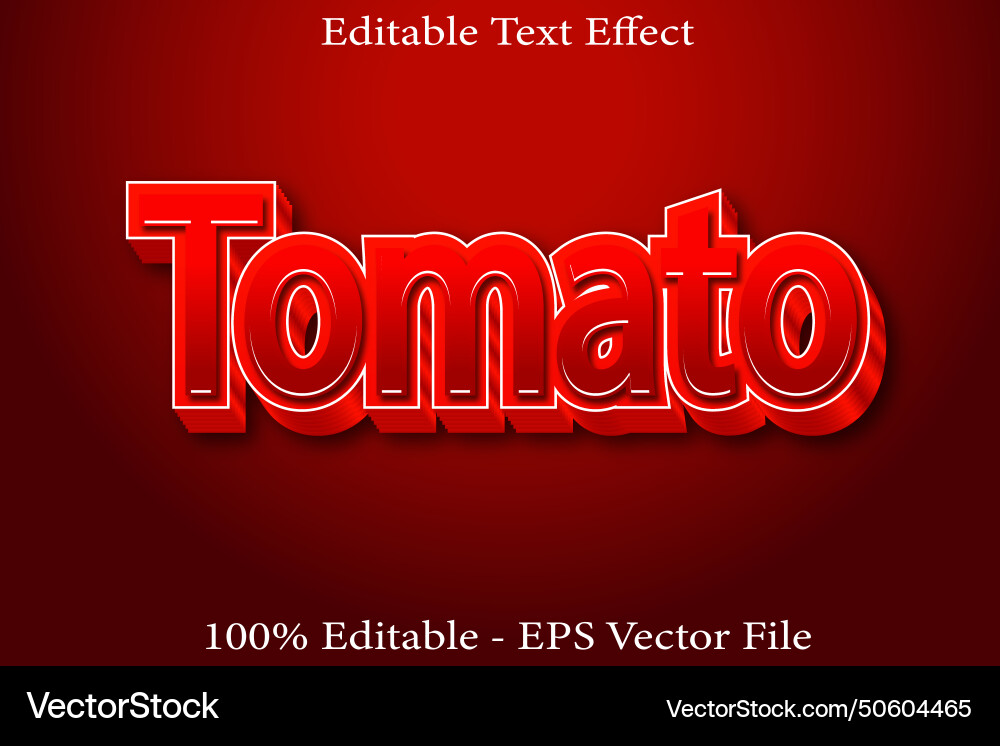Tomato editable text effect 3d emboss style design Vector Image