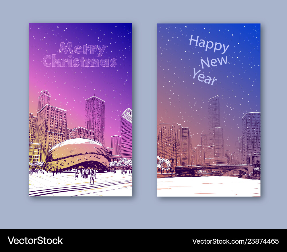 Trendige Cover Vorlage Winterstadt chicago Trendige Cover Vorlage Winterstadt chicago vektorbild