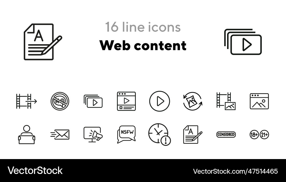 Web content line icon set Web content line icon set vector image
