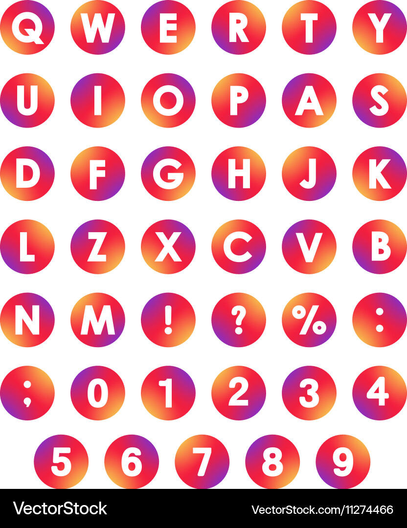 Alphabet font in circles type letters and numbers vector image