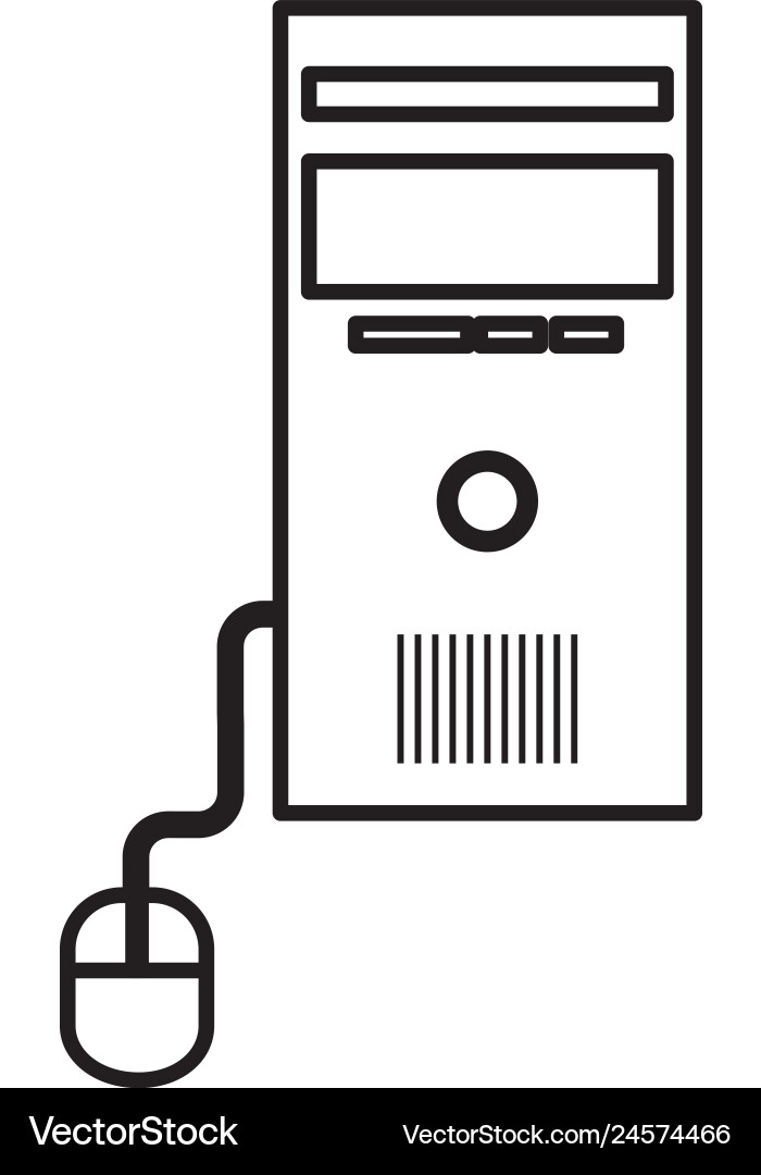 Computer desktop cpu with mouse isolated icon Vector Image