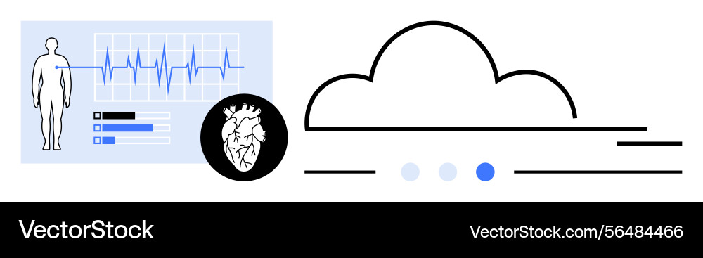 Digital health data monitoring and cloud Digital health data monitoring and cloud vector image