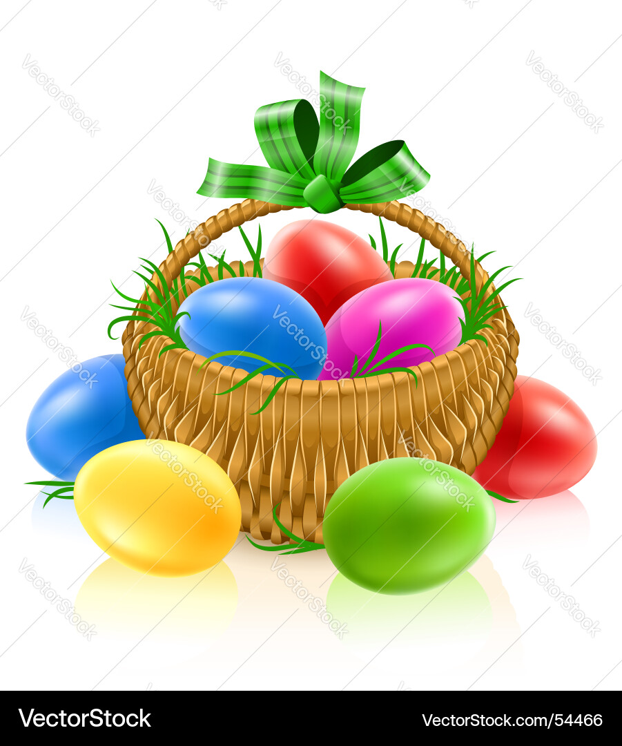 Easter Basket with Eggs Royalty Free Vector Image