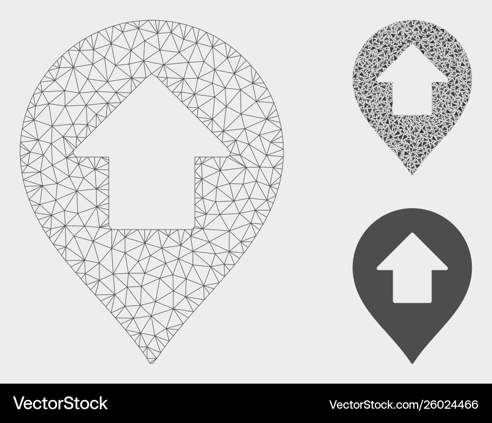 Forward up arrow marker mesh network model Forward up arrow marker mesh network model vector image