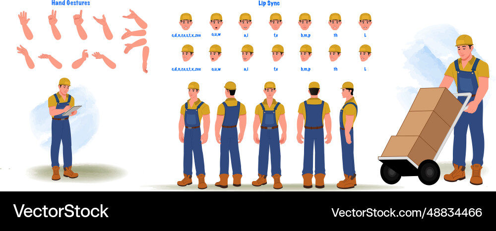 Handyman builder character creation and animation Vector Image