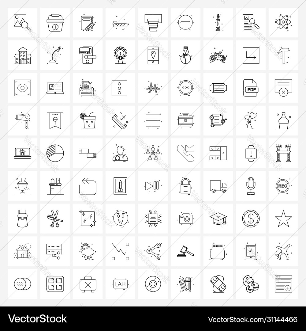 Isolated symbols set 81 simple line icons Vector Image