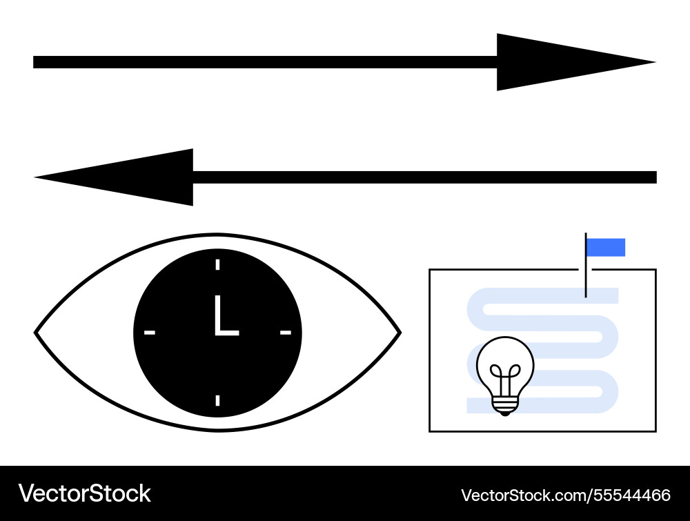 Minimalist design combining arrows clock in eye vector image