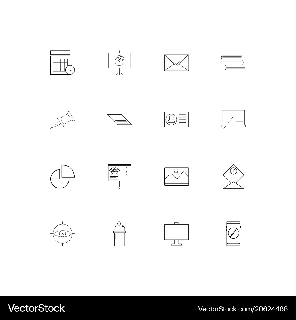 Office simple linear icons set outlined vector image