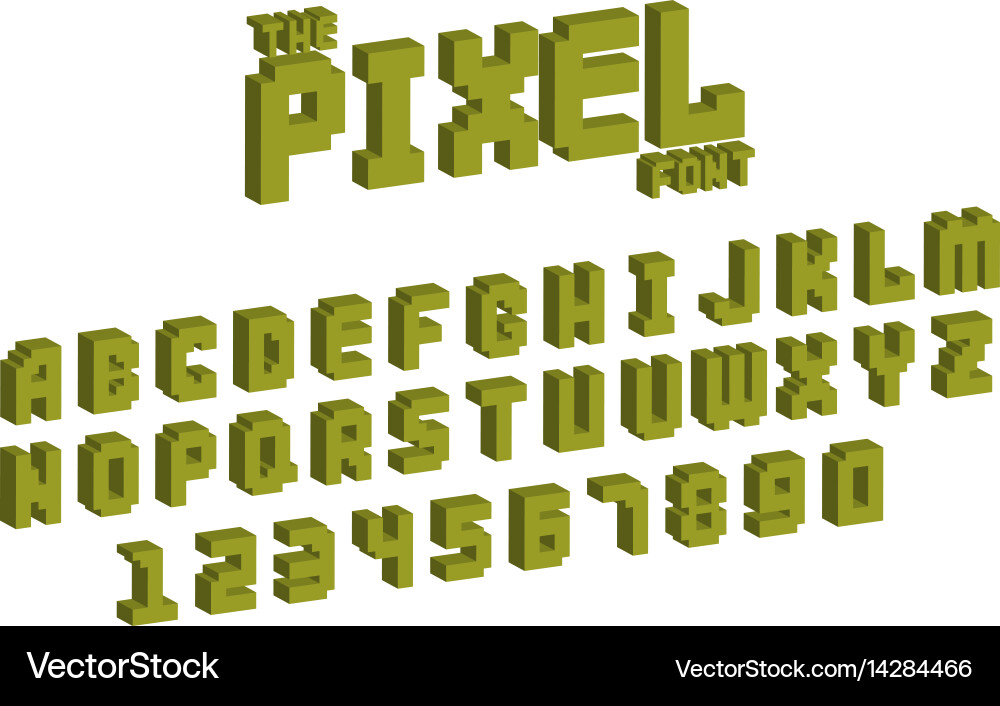 Pixel retro font video computer game design 8 bit vector image
